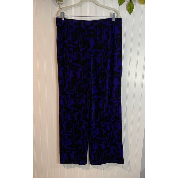 Chicos Womens Abstract Print Pants Size 2 Large Black & Purple Acetate/Spandex - Picture 4 of 15